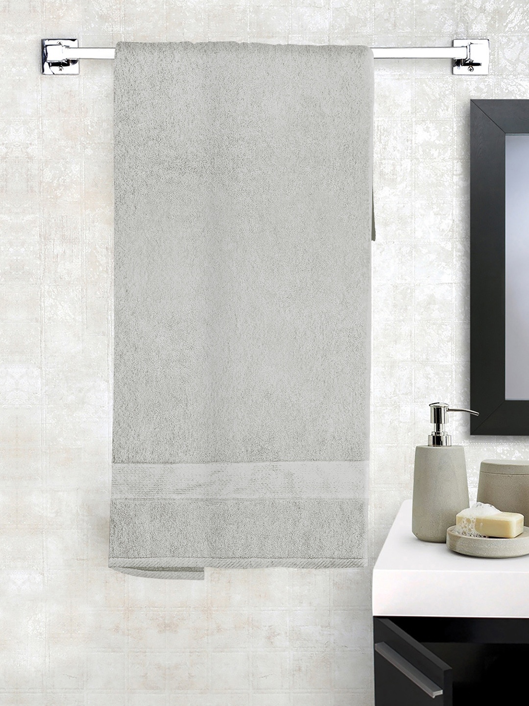 

Story@home Unisex Grey Solid 600 GSM Large Bath Towel