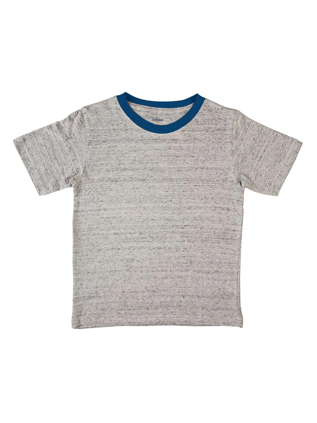 

Softsens Unisex Kids Grey Melange Solid Organic Cotton Round Neck T-shirt