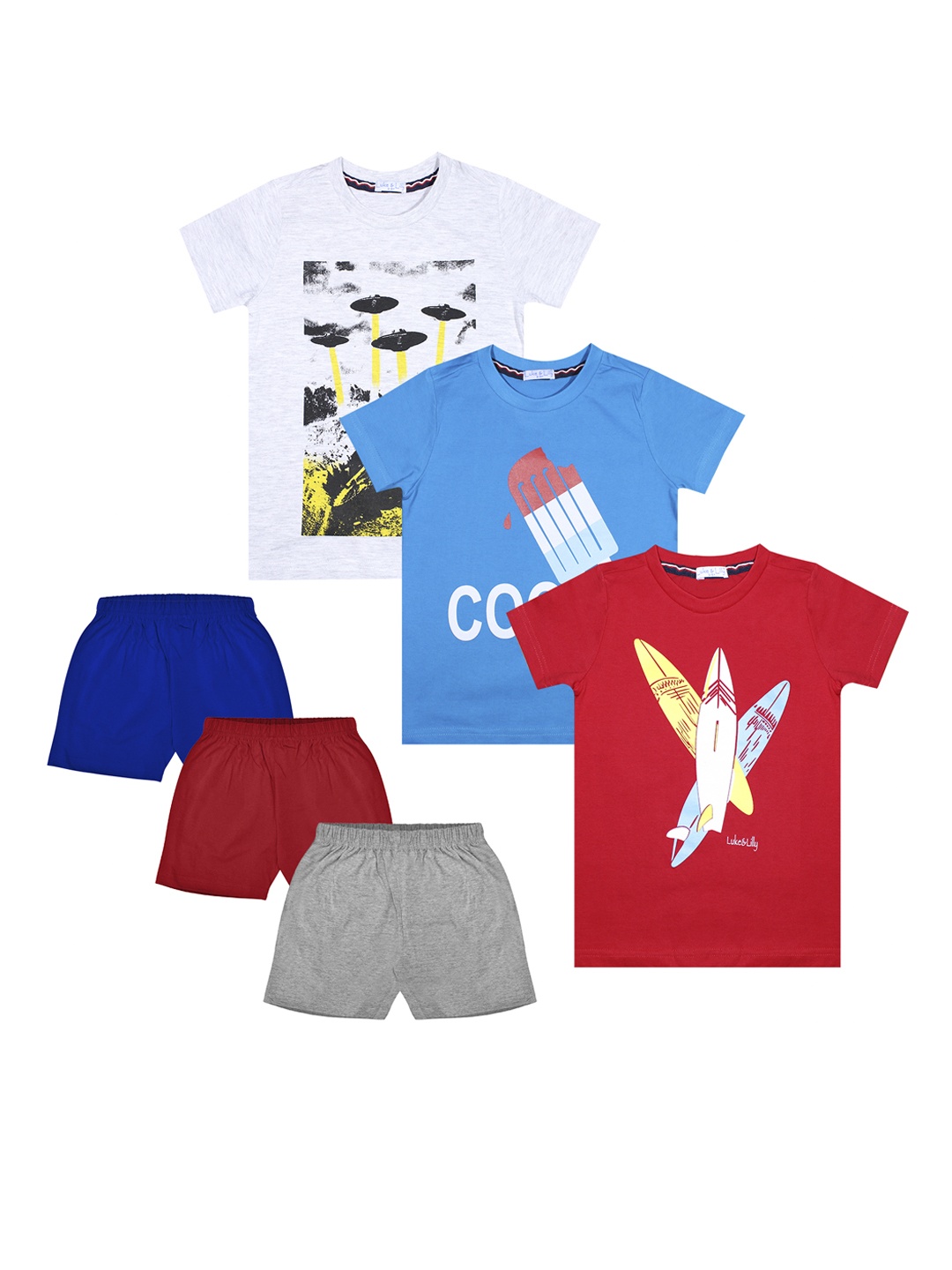 

Luke & Lilly Boys Pack of 3 Multicoloured Printed T-shirt with Shorts, Multi
