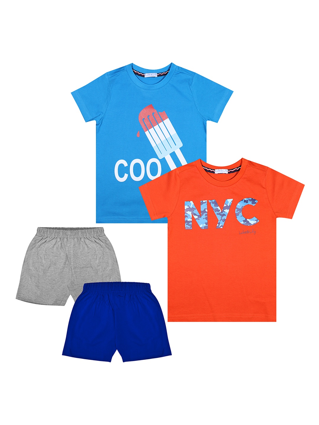 

Luke & Lilly Boys Pack Of 2 Bio-Washed Printed Clothing Sets, Blue