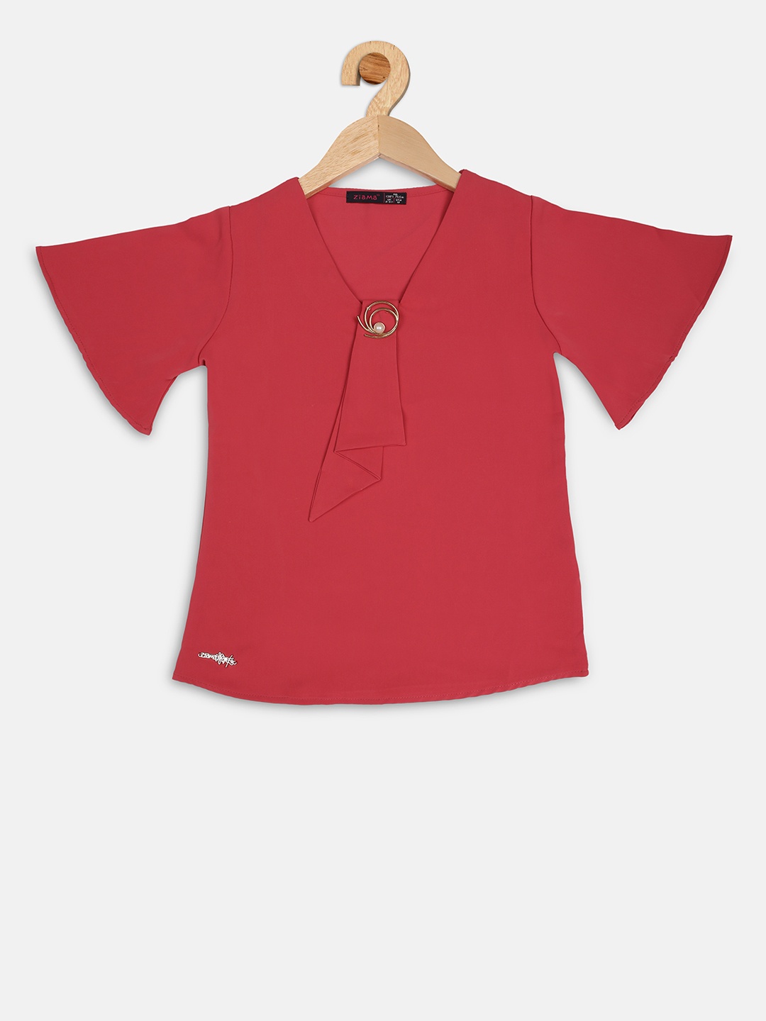 

Ziama Girls Red Solid Top