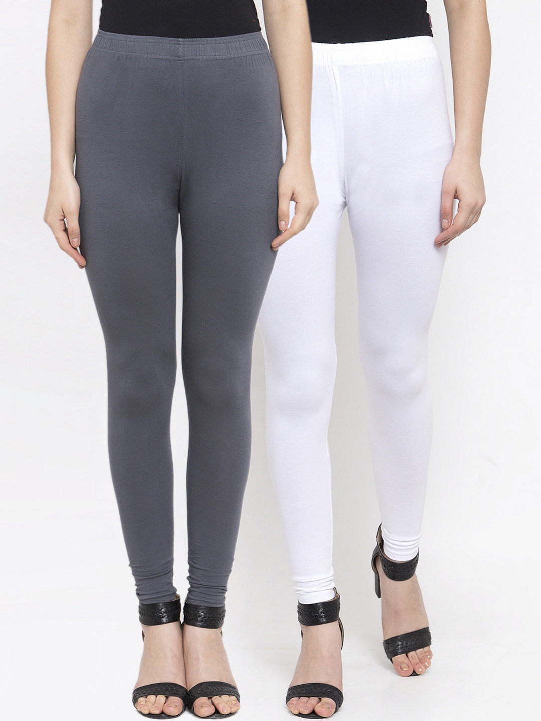 

TAG 7 Women Pack Of 2 Solid Leggings, White
