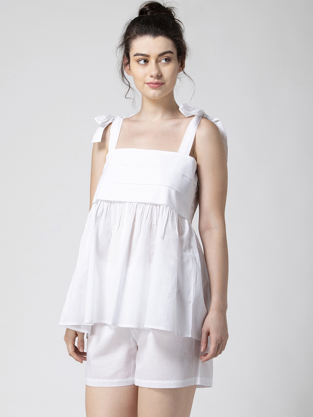 

ADORENITE Women White Solid Night suit