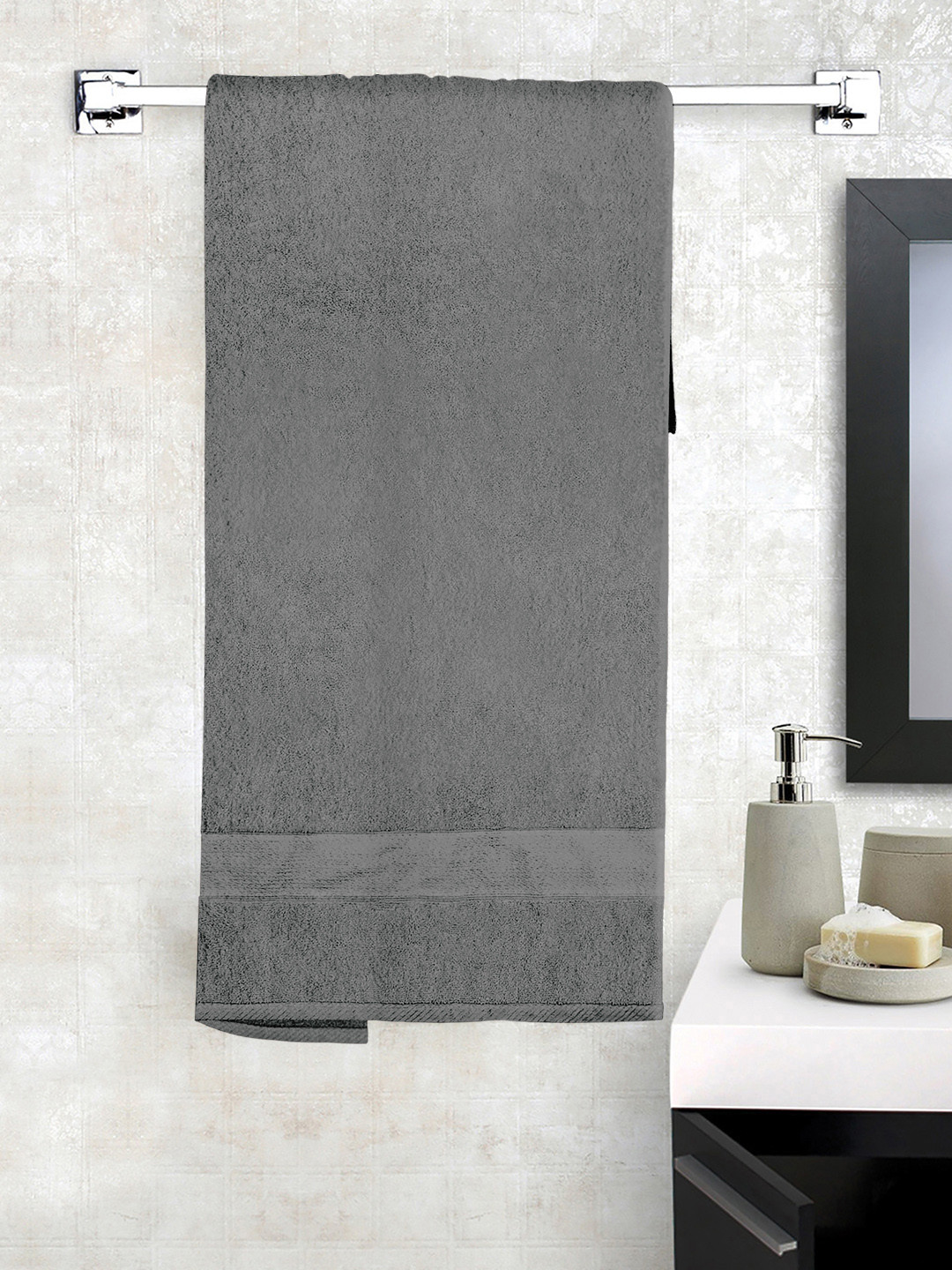 

Story@home Unisex Grey Solid 600 GSM Large Bath Towel