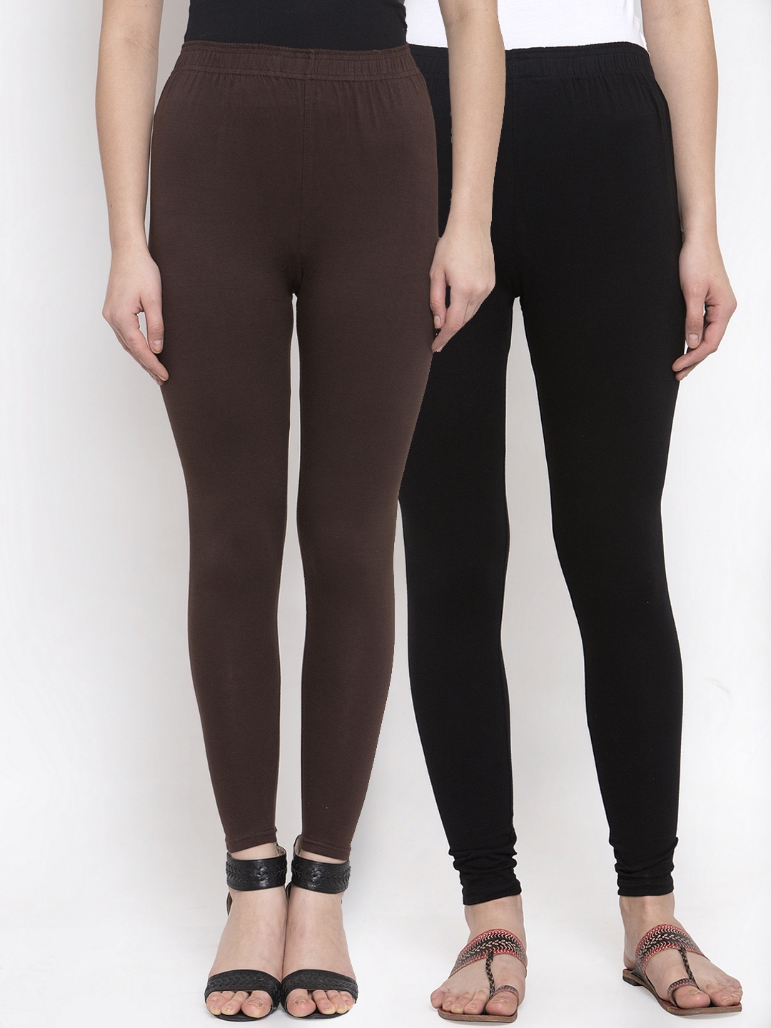 

TAG 7 Women Pack Of 2 Solid Leggings, Black