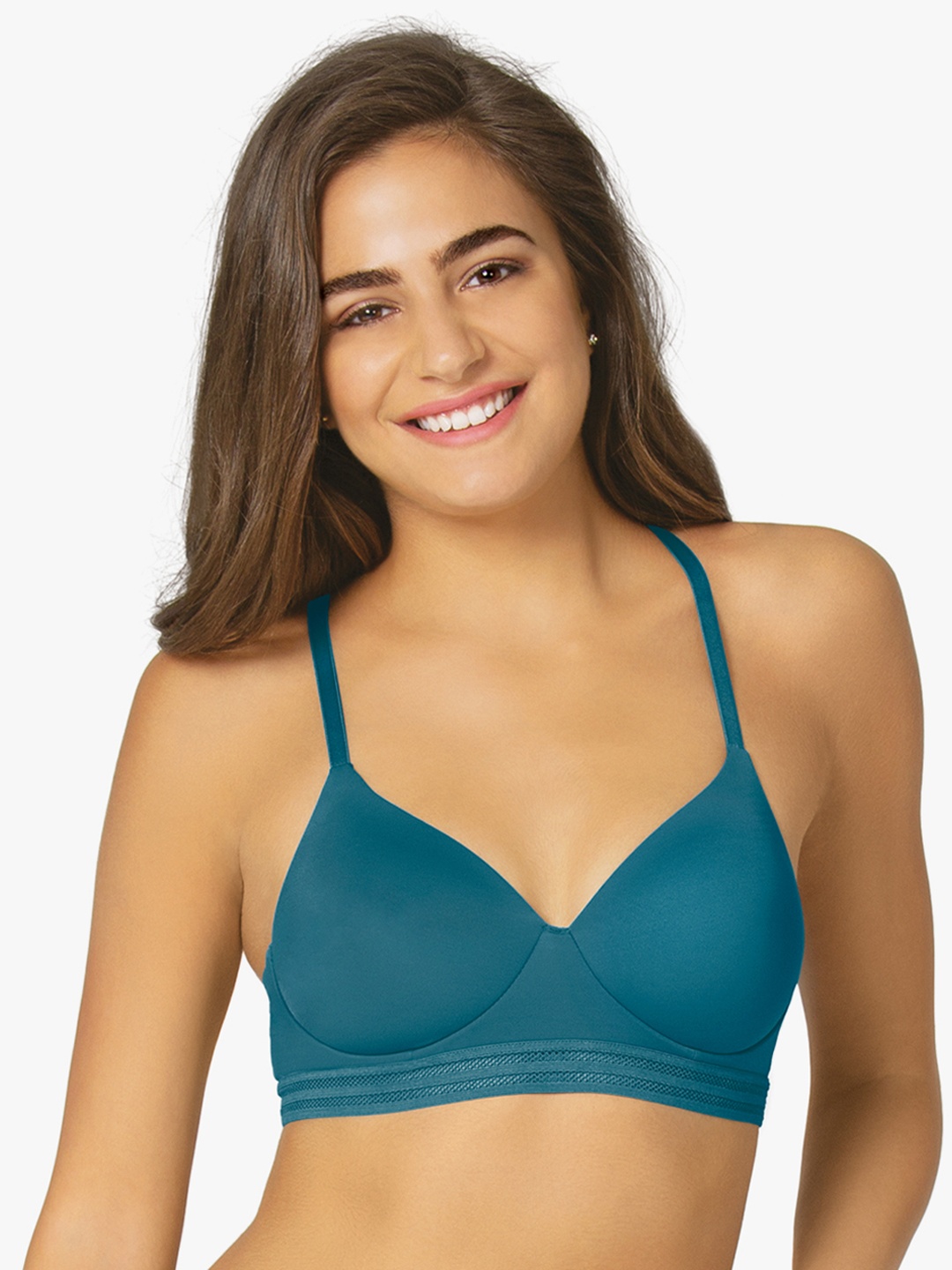 

Amante Solid Padded Wirefree Chic Lounging Bralette Bra - BRA72401, Teal