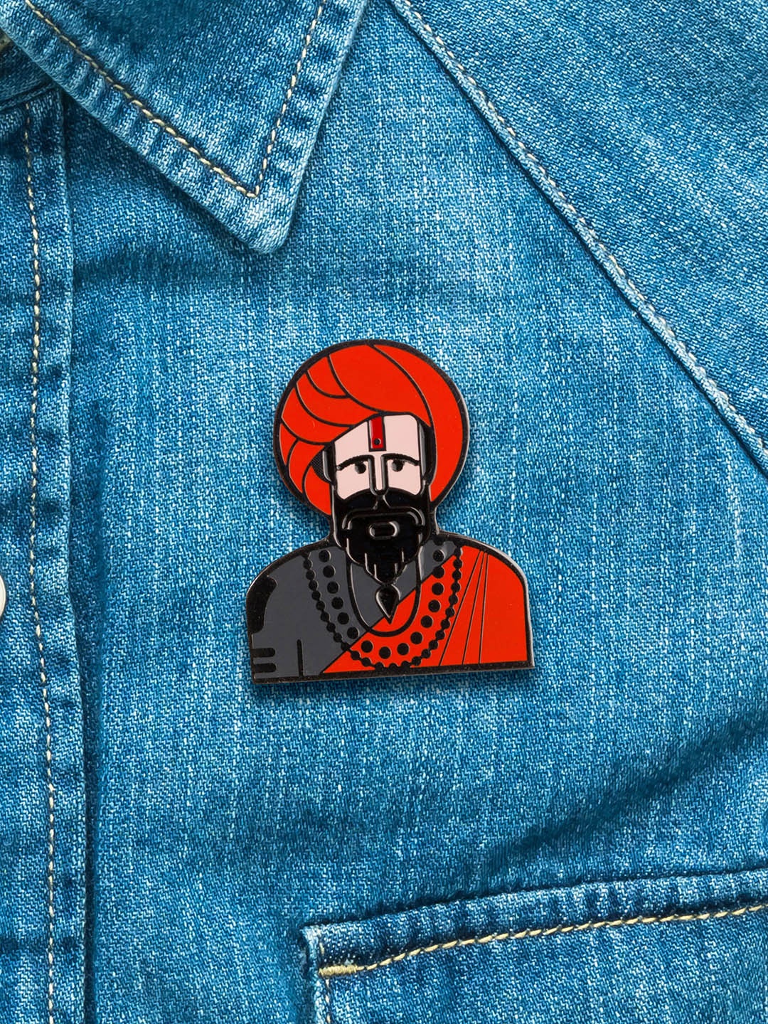 

Bigsmall Unisex Set Of 2 Red & Black Yogi Baba Lapel Pin