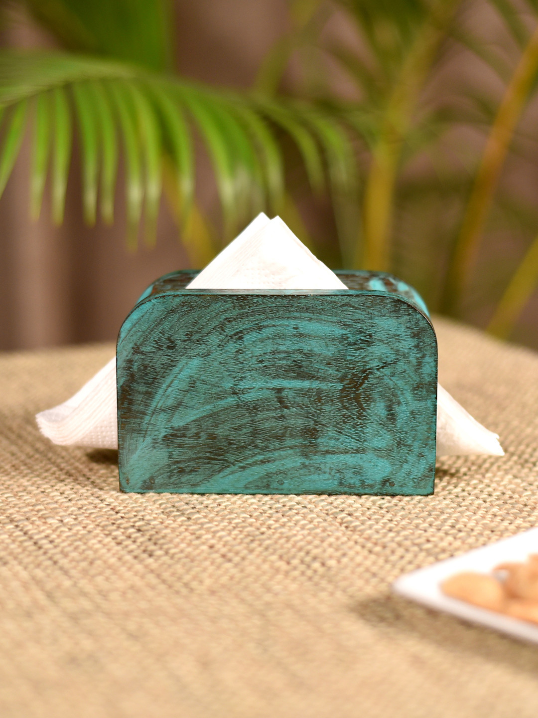 

Unravel India Blue & Brown Antique Finish Mango Wood Napkin Holder