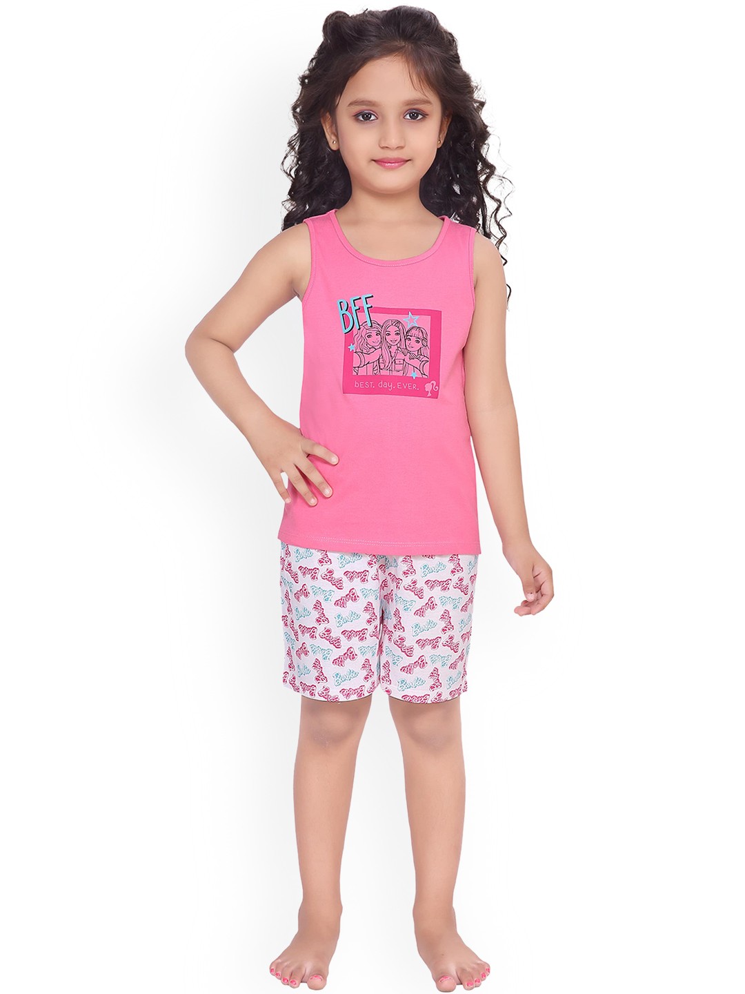 

Barbie Girls Pink Printed Night suit