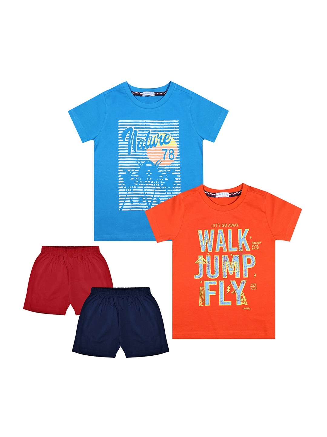 

Luke & Lilly Boys Pack Of 2 Printed T-shirt with Shorts, Orange
