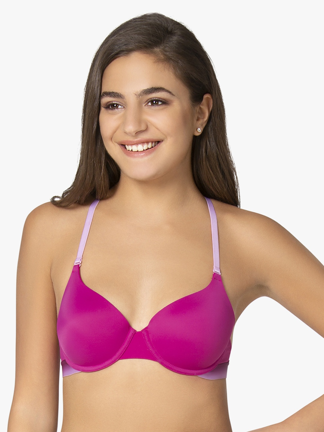 

Amante Solid Padded Wired Ombre Crossback T-Shirt Bra - BRA70901, Fuchsia