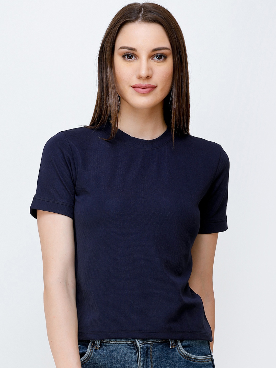 

SCORPIUS Women Navy Blue Solid Top