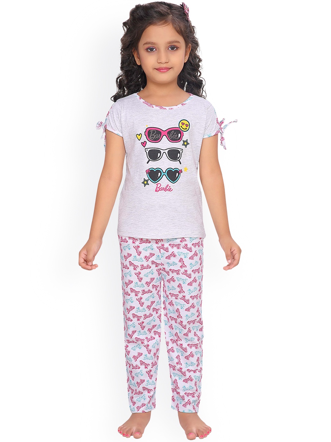 

Barbie Girls Grey & Pink Printed Night suit