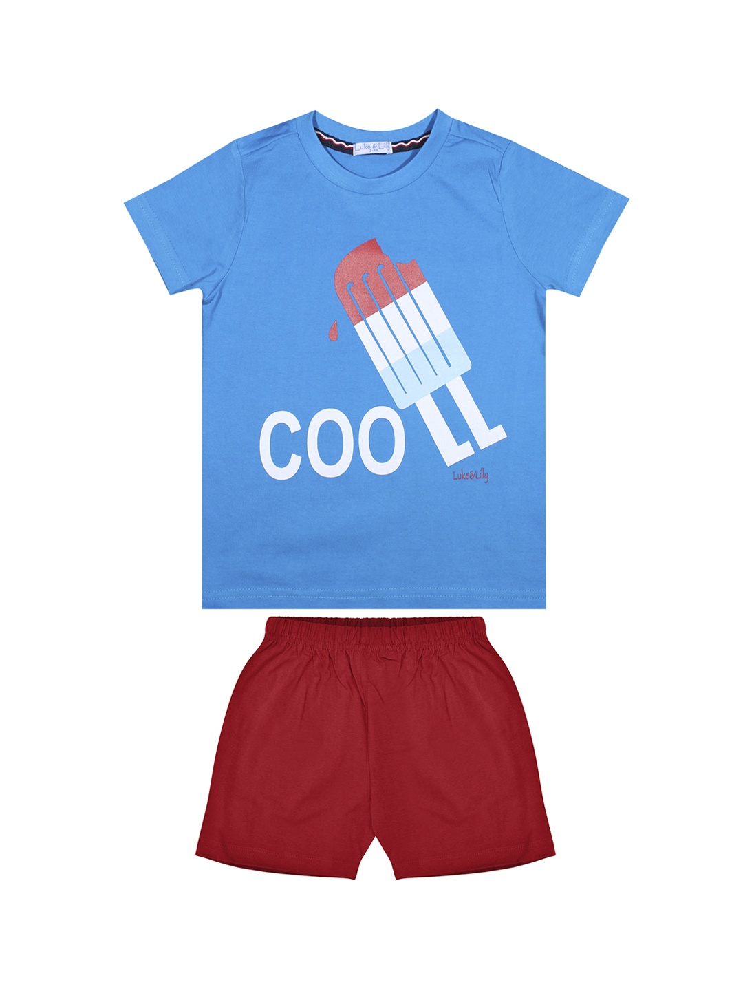 

Luke & Lilly Boys Blue & Red Printed T-shirt with Shorts
