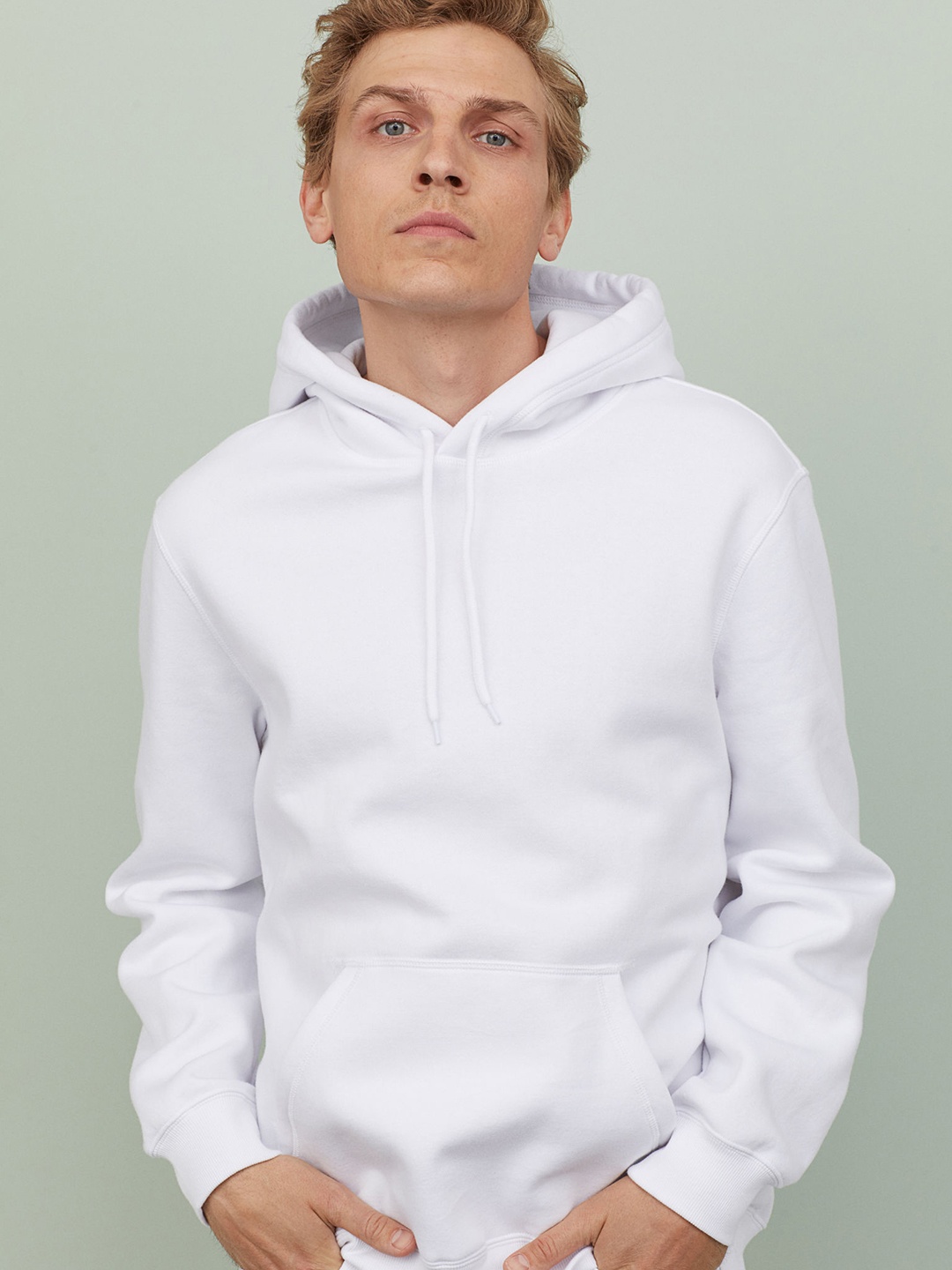 

H&M Men White Hoodie Relaxed Fit