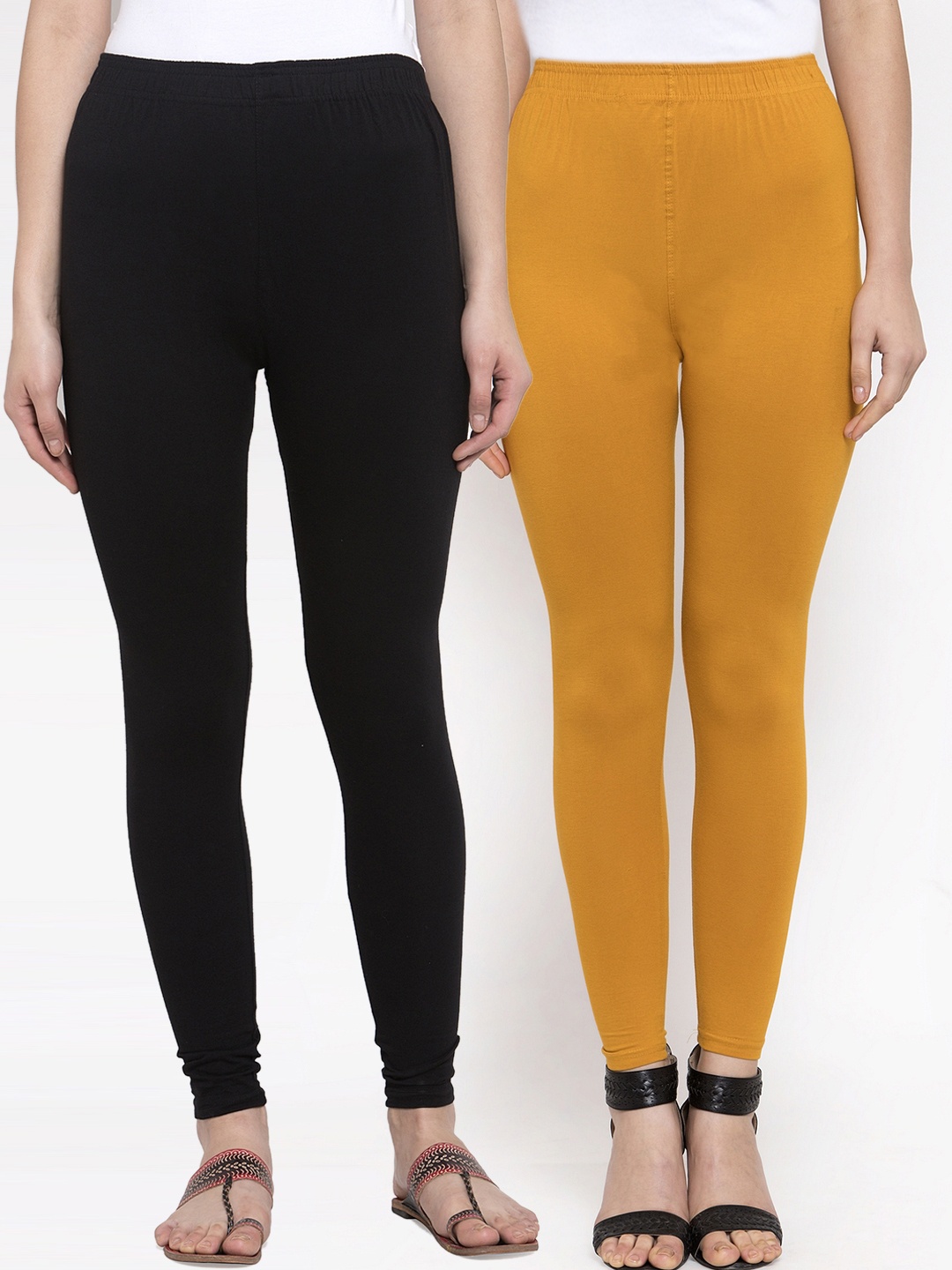 

TAG 7 Pack Of 2 Solid Churidar-Length Leggings, Black