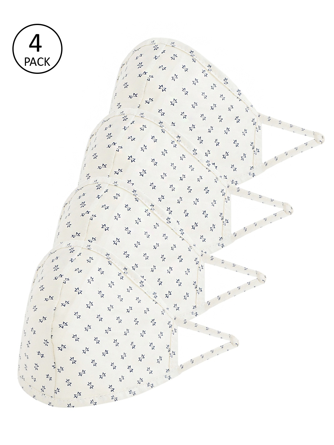 

Richlook Men 4 Pcs White Printed 2-Ply Reusable Cotton Masks