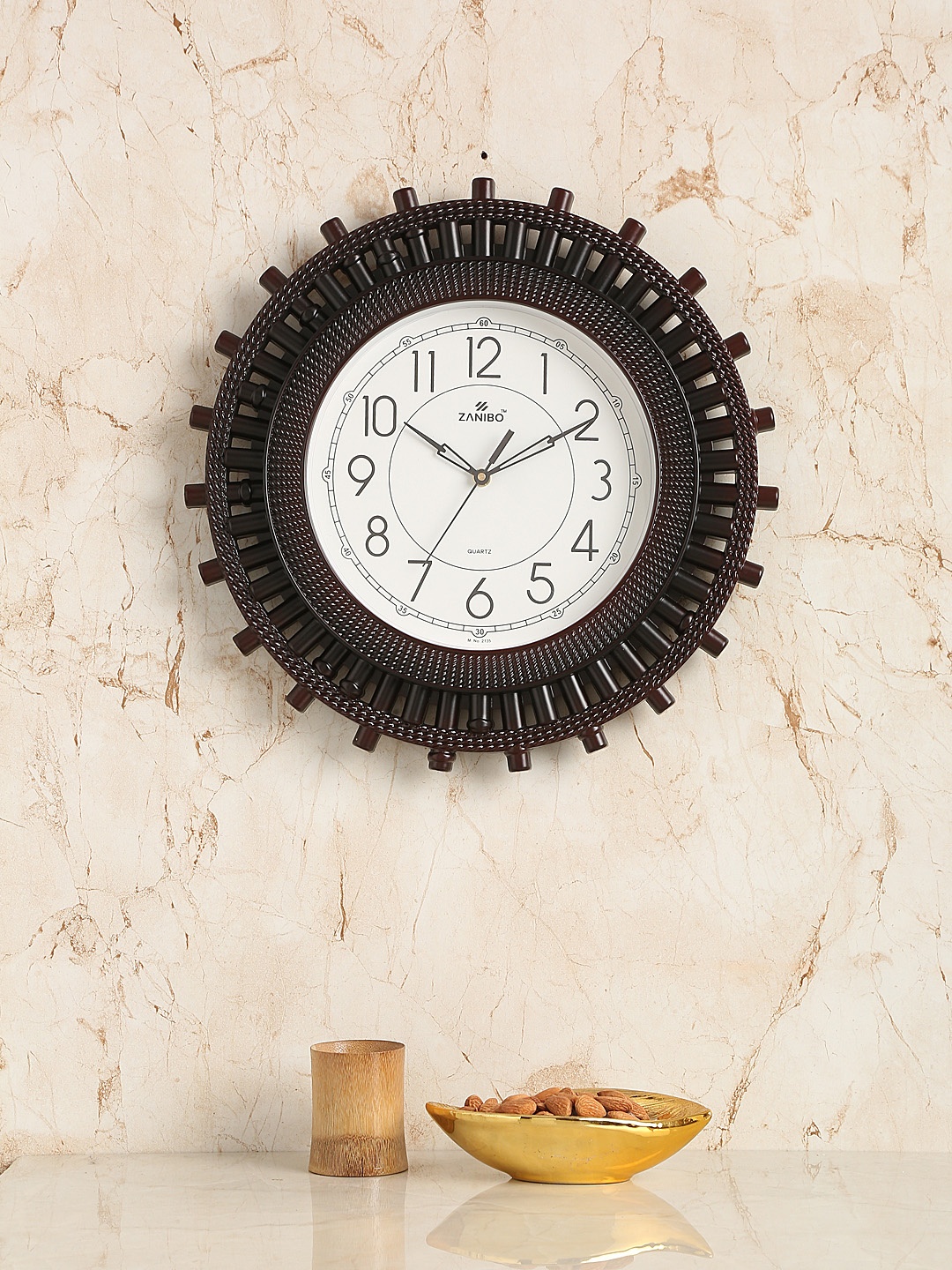 

ZANIBO Coffee Brown Quirky Solid Analogue Wall Clock