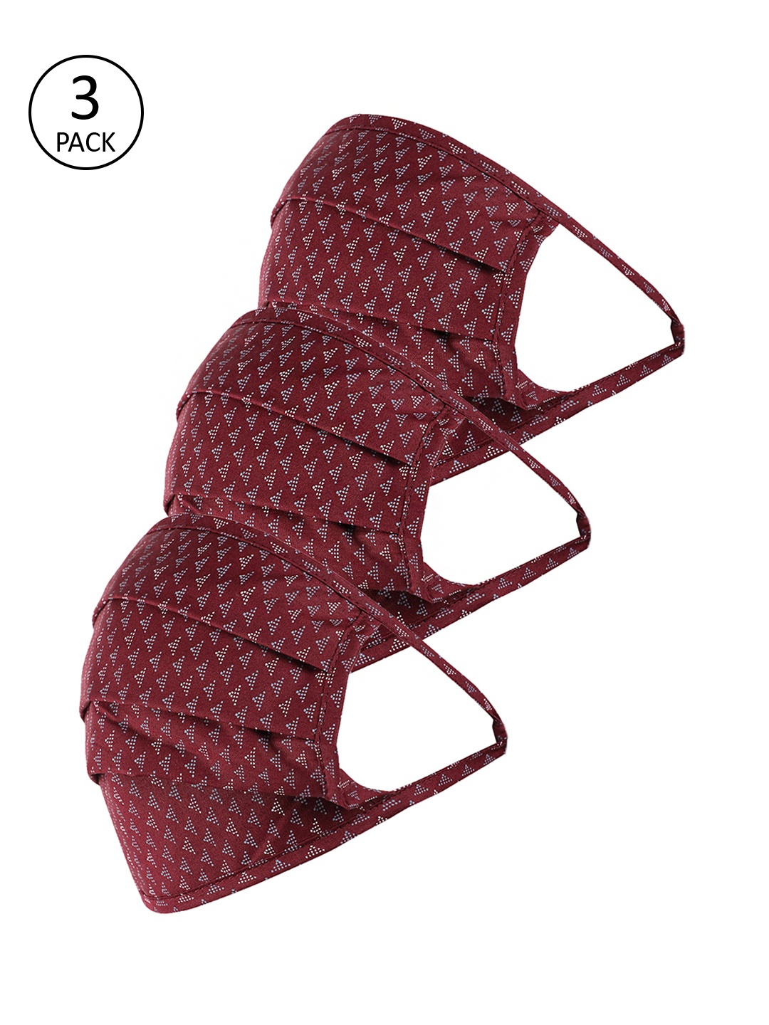 

Richlook Adults Pack of 3 Printed 2 Ply Reusable Masks, Maroon