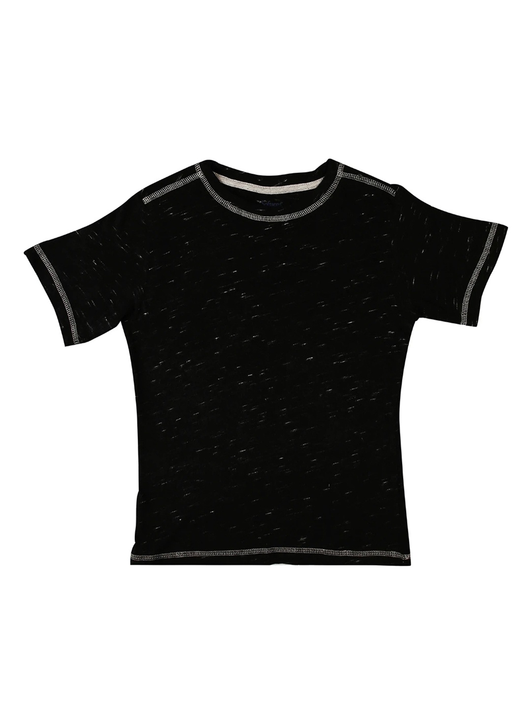 

Softsens Unisex Kids Black Solid Round Neck Organic Cotton T-shirt