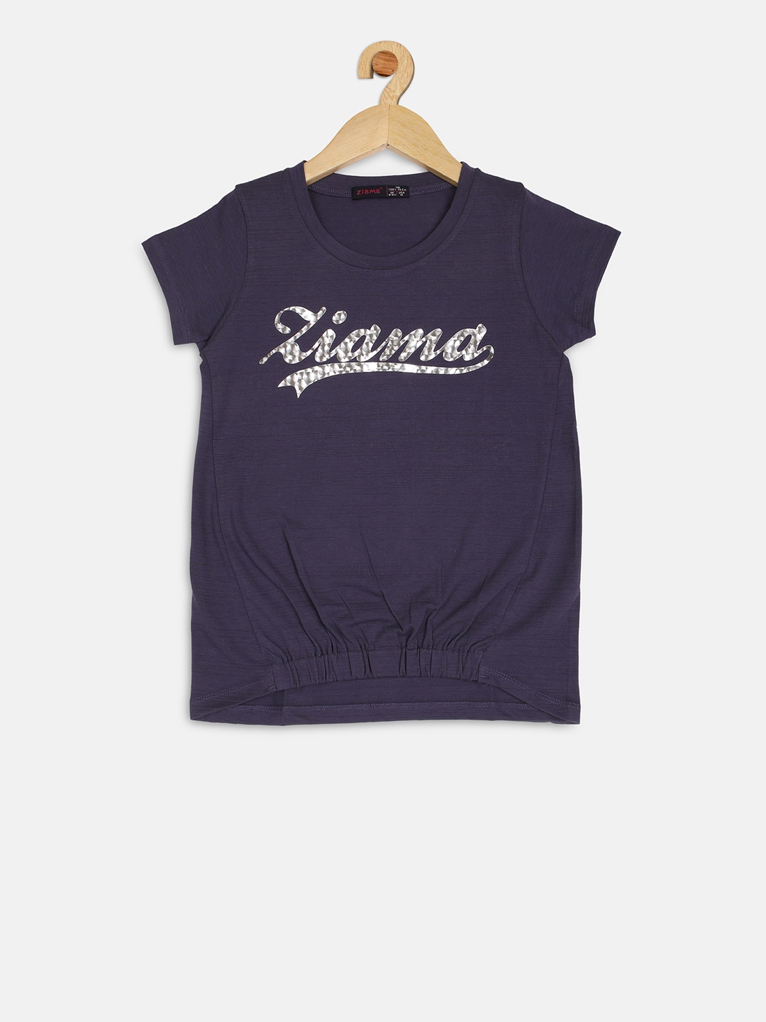 

Ziama Girls Navy Blue Printed Cinched Waist Top