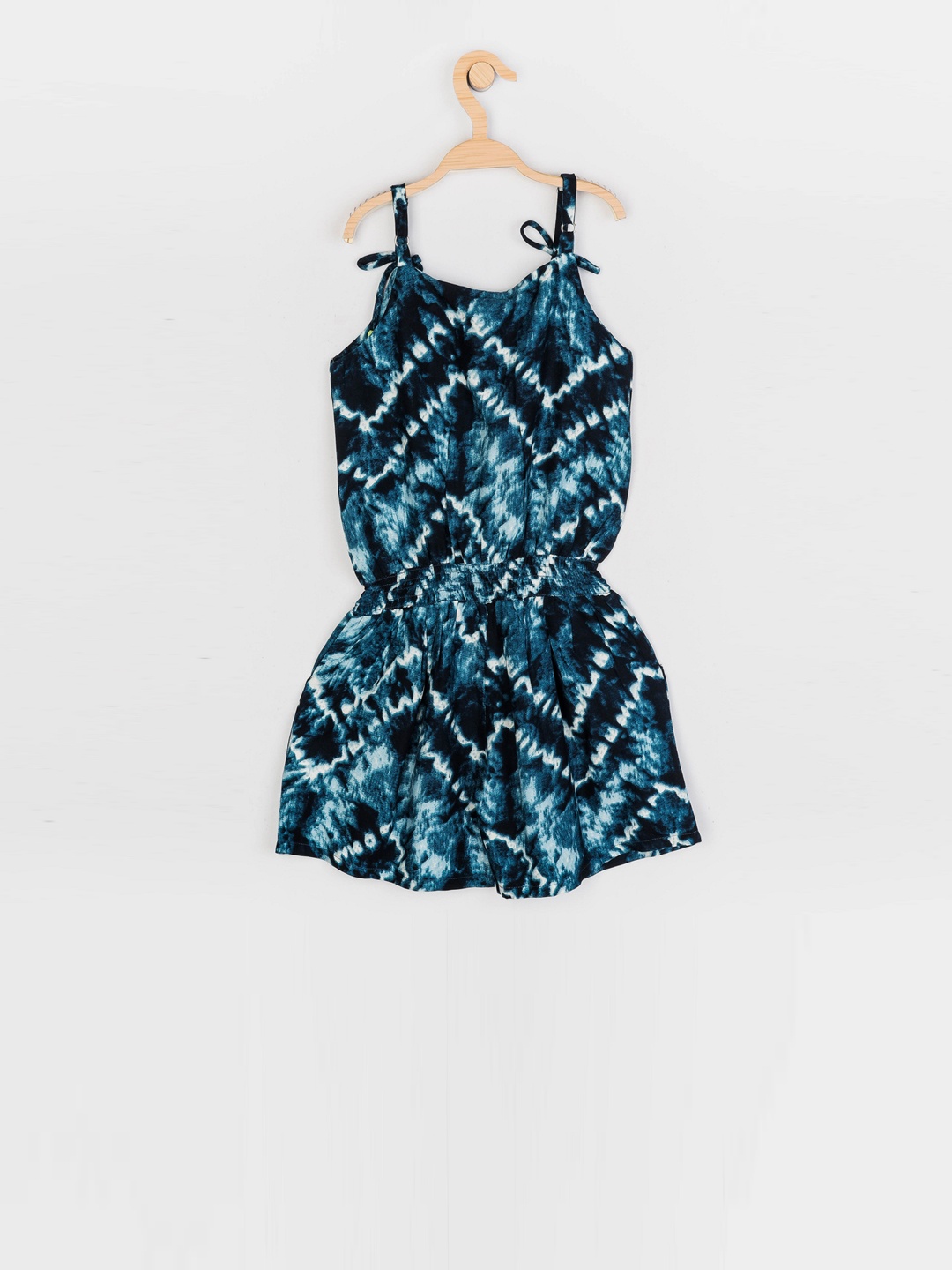 

Peppermint Girls Navy Blue & White Printed Basic Jumpsuit