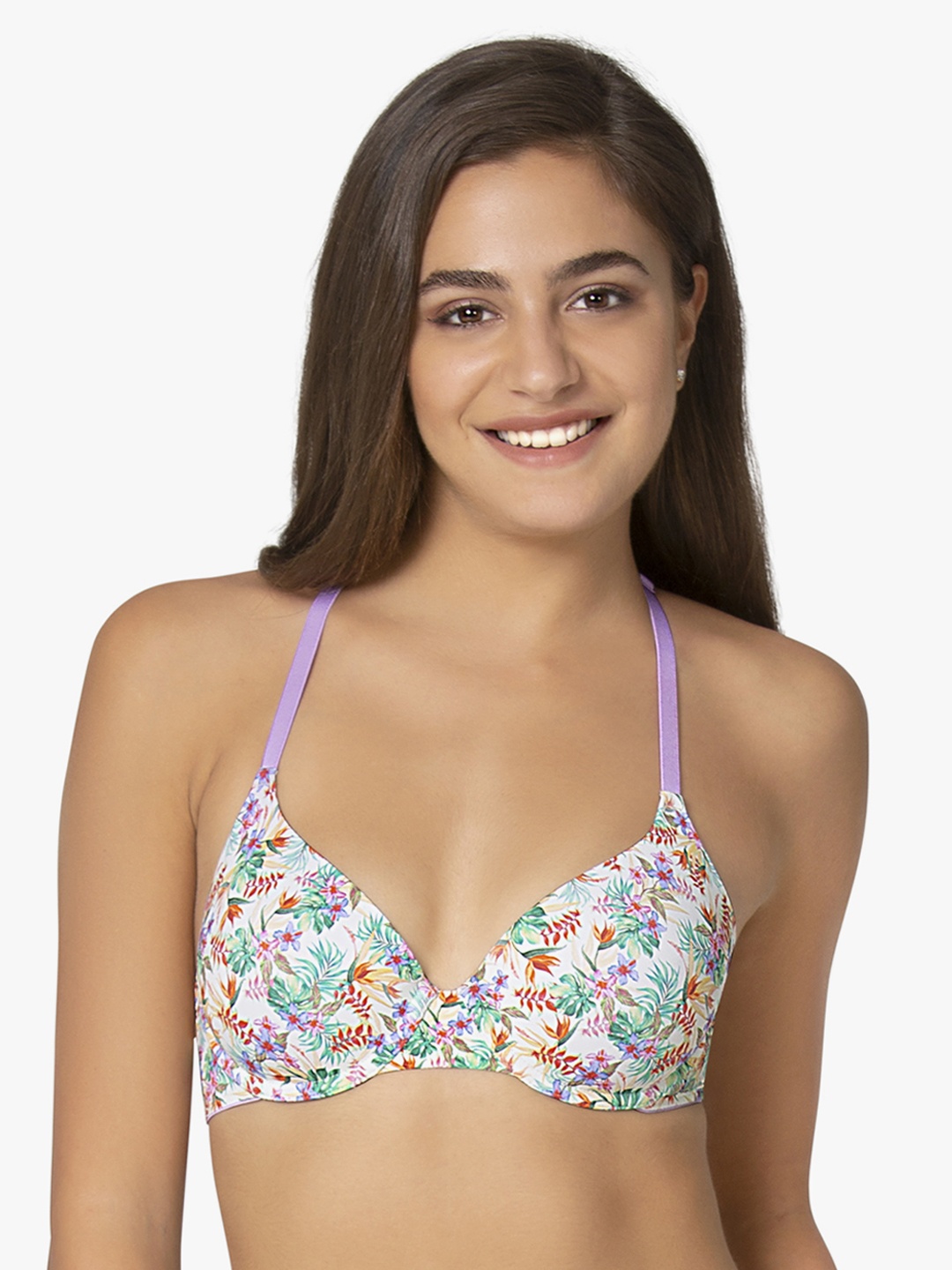 Amante Printed Padded Wired Summer'S Back T-Shirt Bra - BRA70701, White
