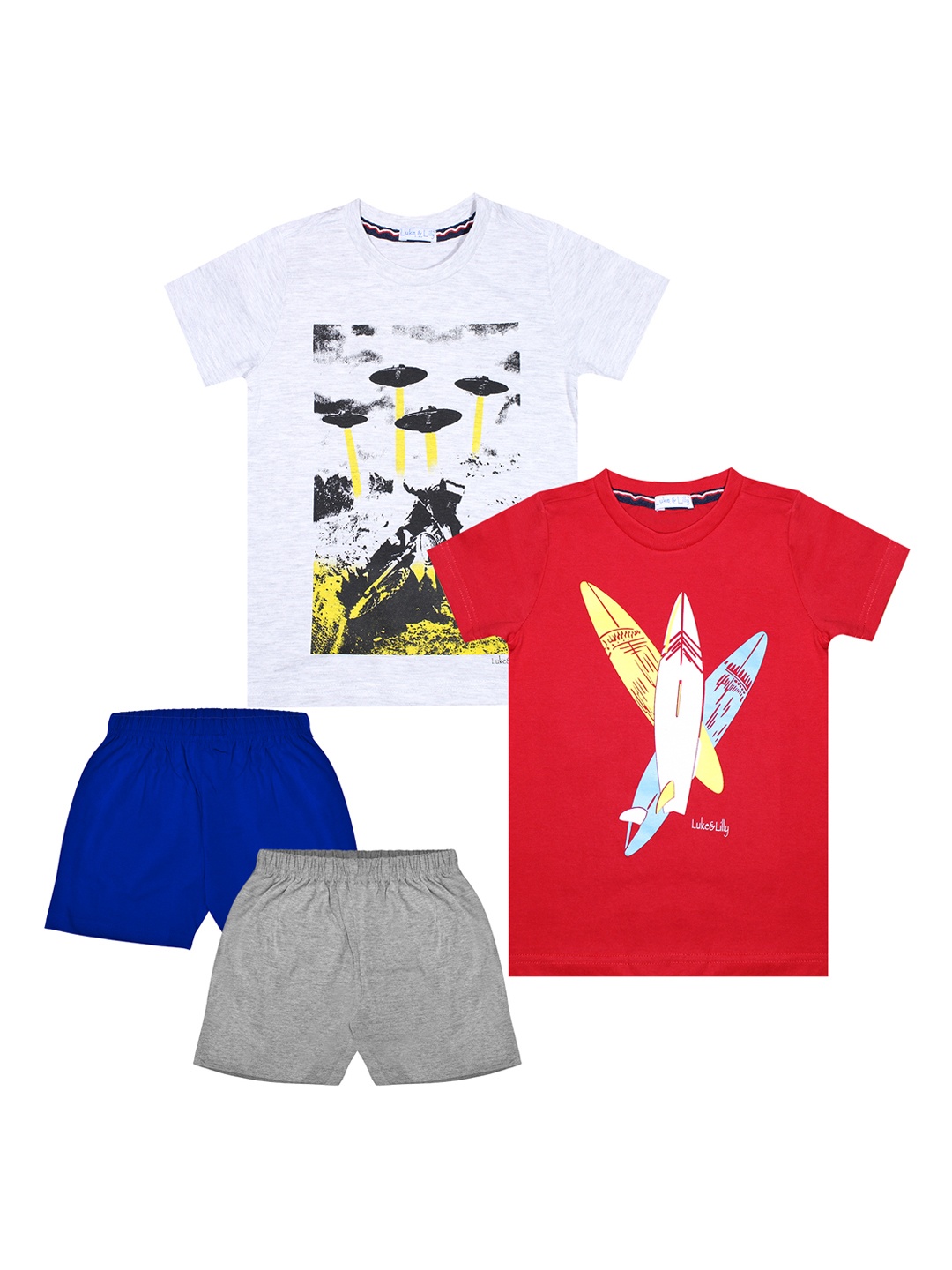 

Luke & Lilly Boys Pack Of 2 Printed T-shirt with Shorts, Red