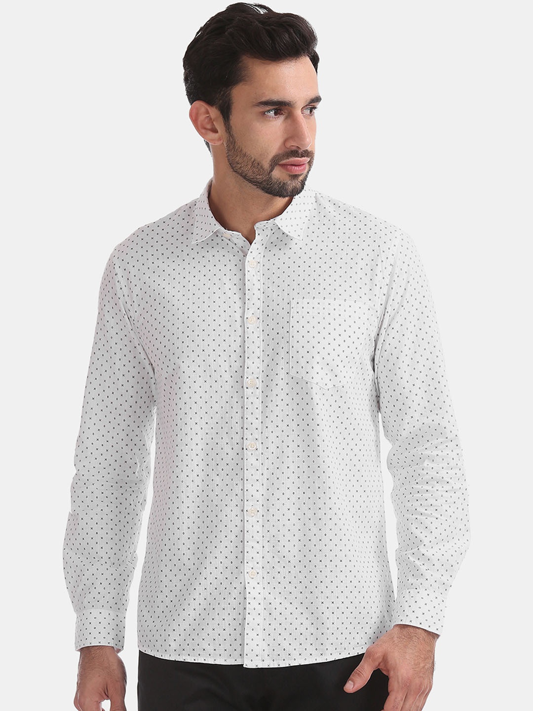 

Ruggers Men White Regular Fit Printed Casual Shirt