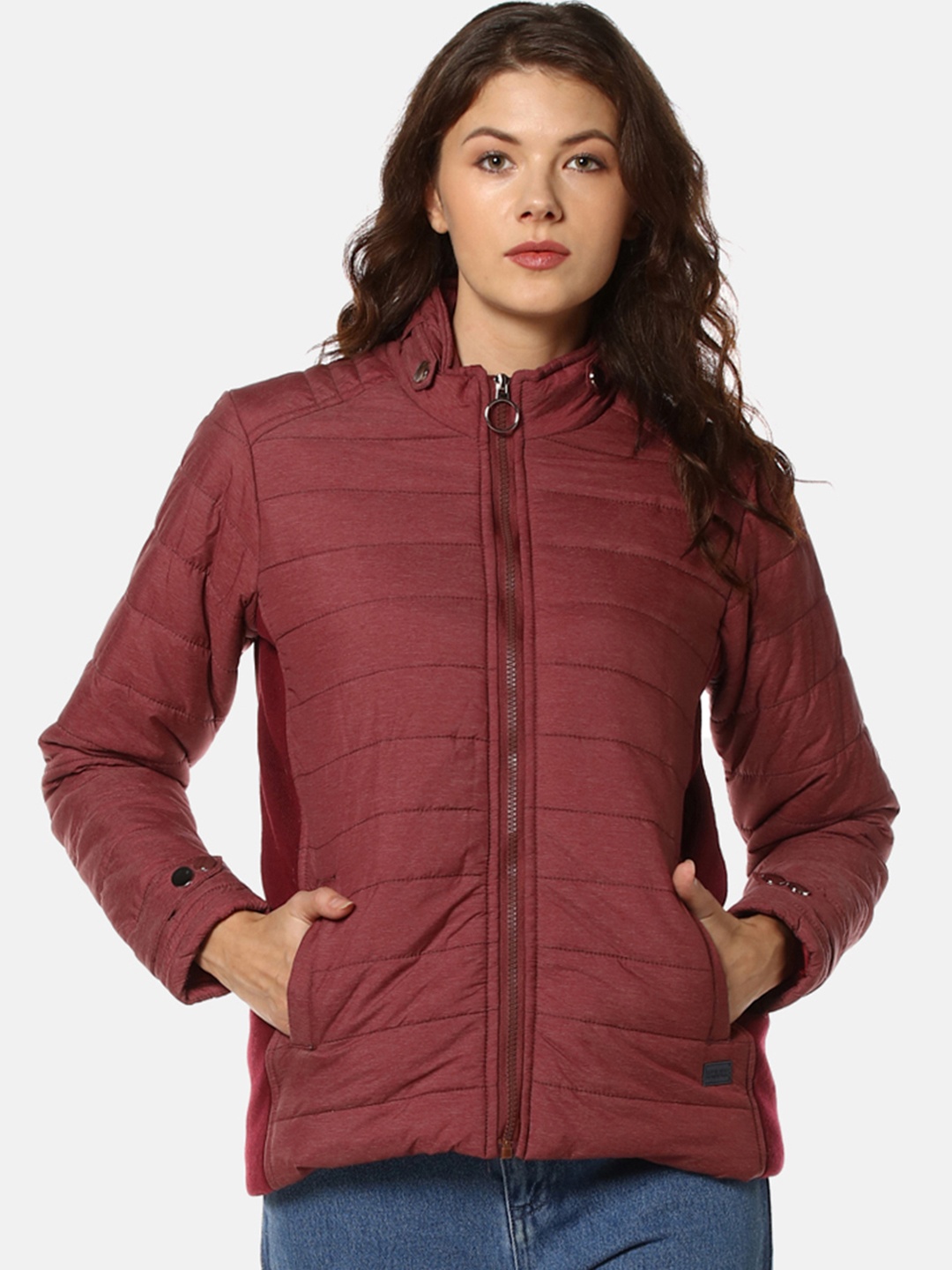 

Campus Sutra Women Maroon Solid Windcheater Padded Jacket