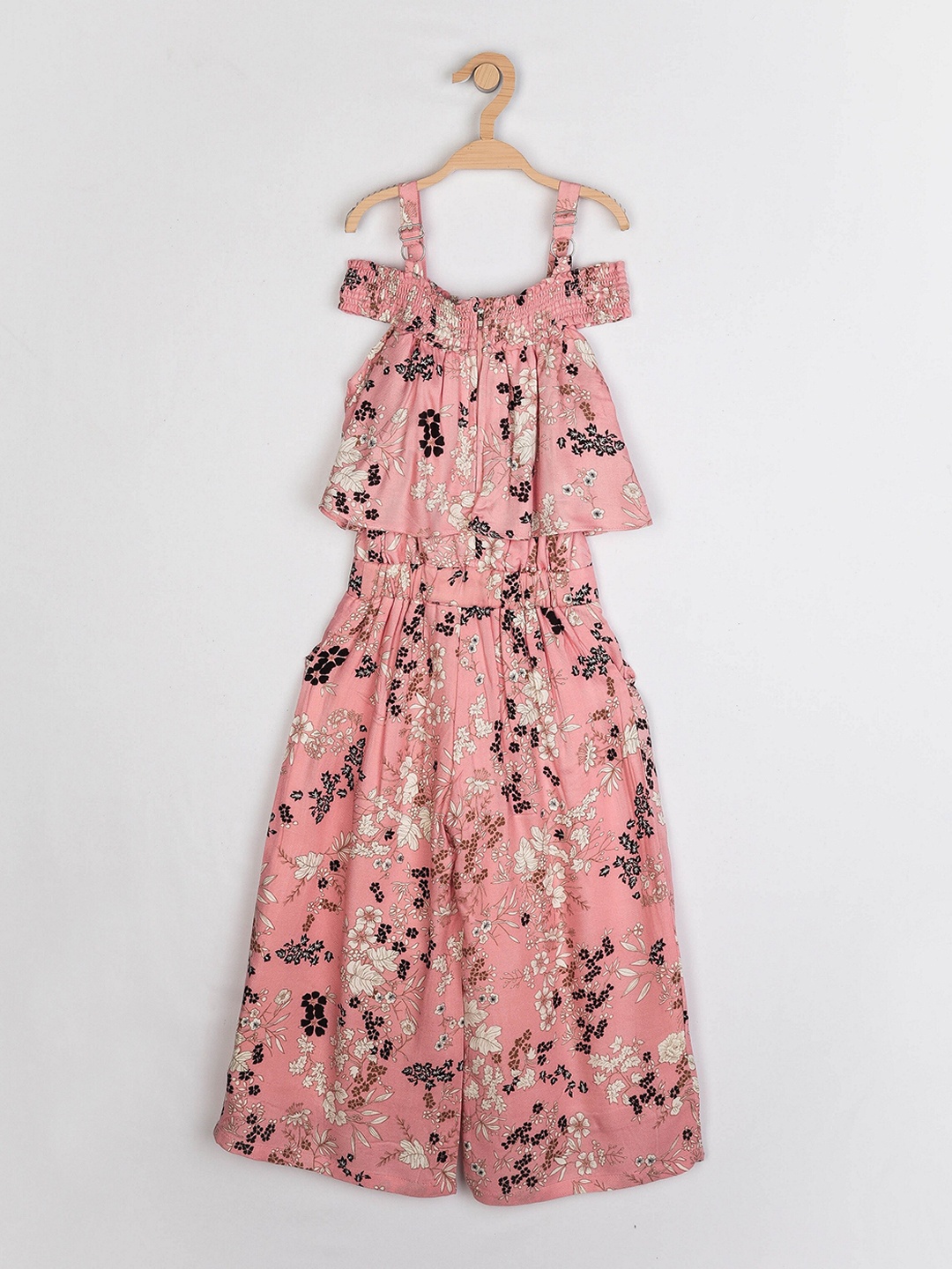 

Peppermint Girls Peach-Coloured Printed Basic Jumpsuit