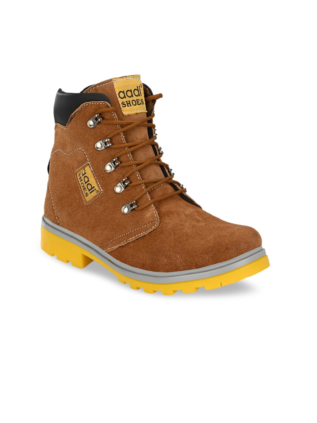 

aadi Men Brown Solid Mid-Top Flat Boots