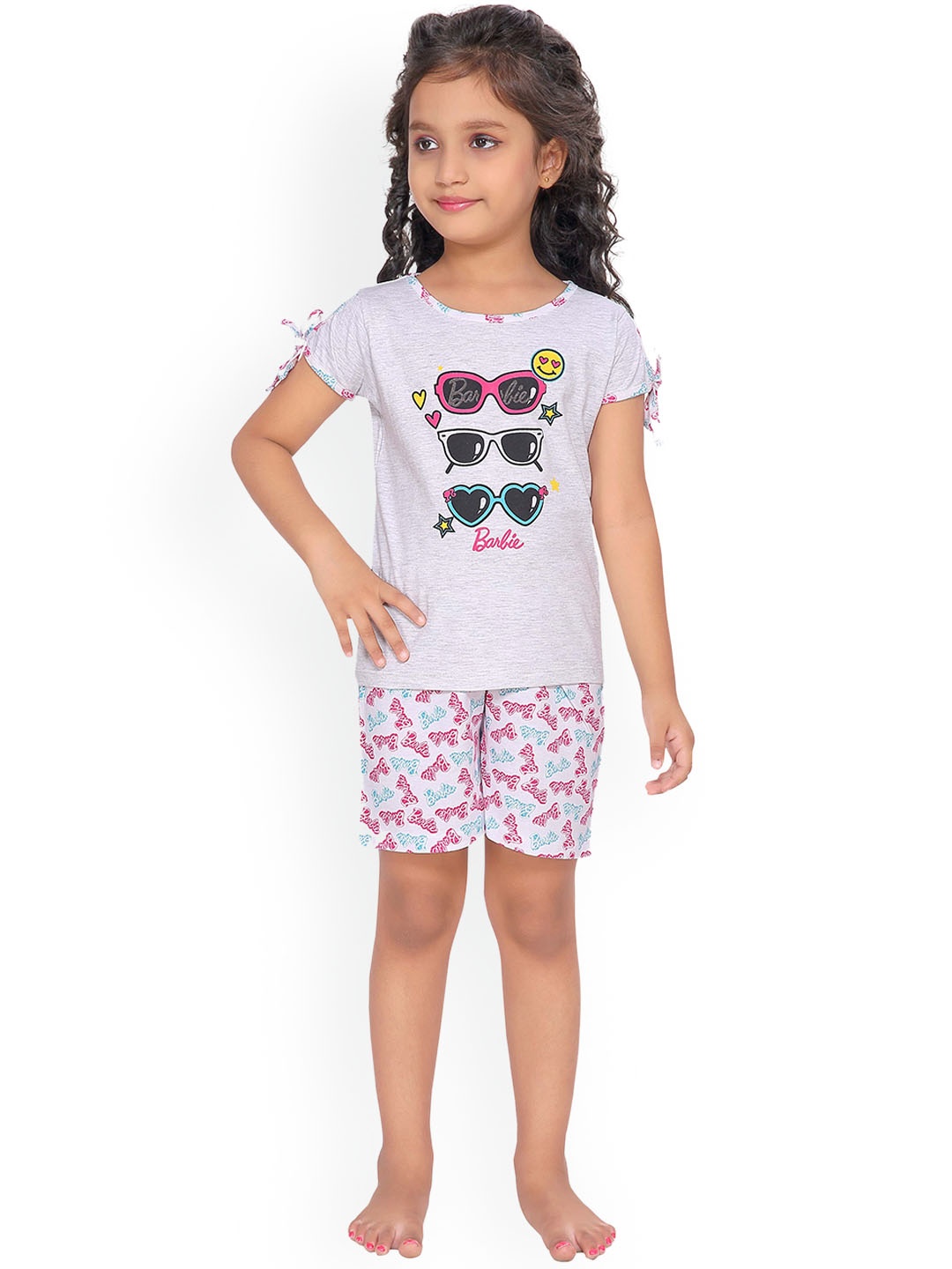 

Barbie Girls White Printed Night suit