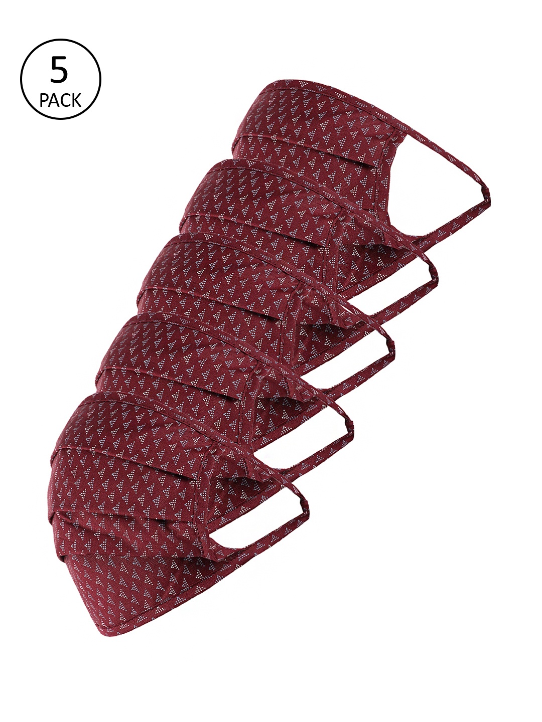 

Richlook Men Pack Of 5 2-Ply Reusable Cloth Masks, Burgundy