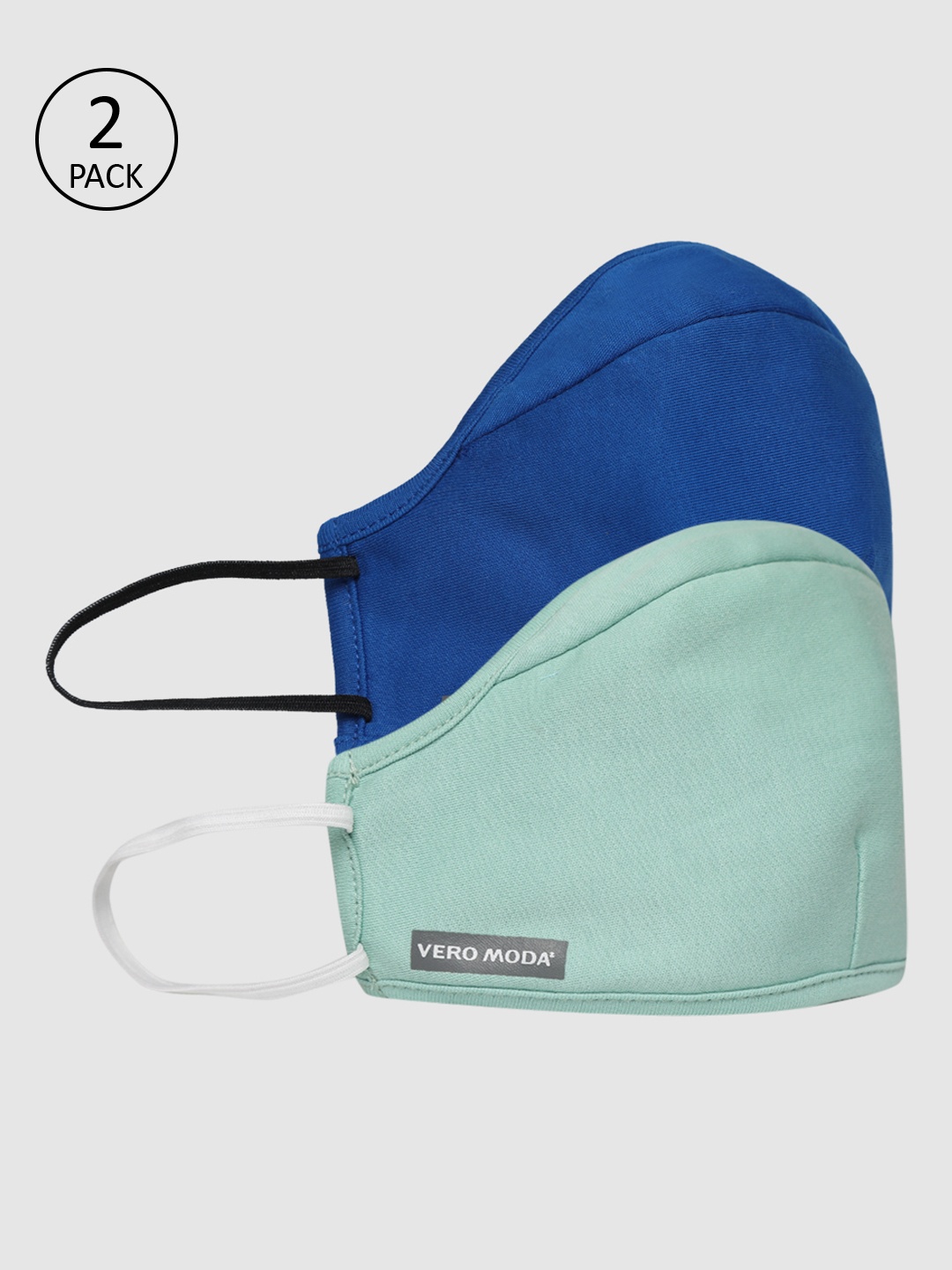 

Vero Moda Women Pack Of 2 Solid 3-Ply Reusable Anti-Dust Cloth Masks, Navy blue