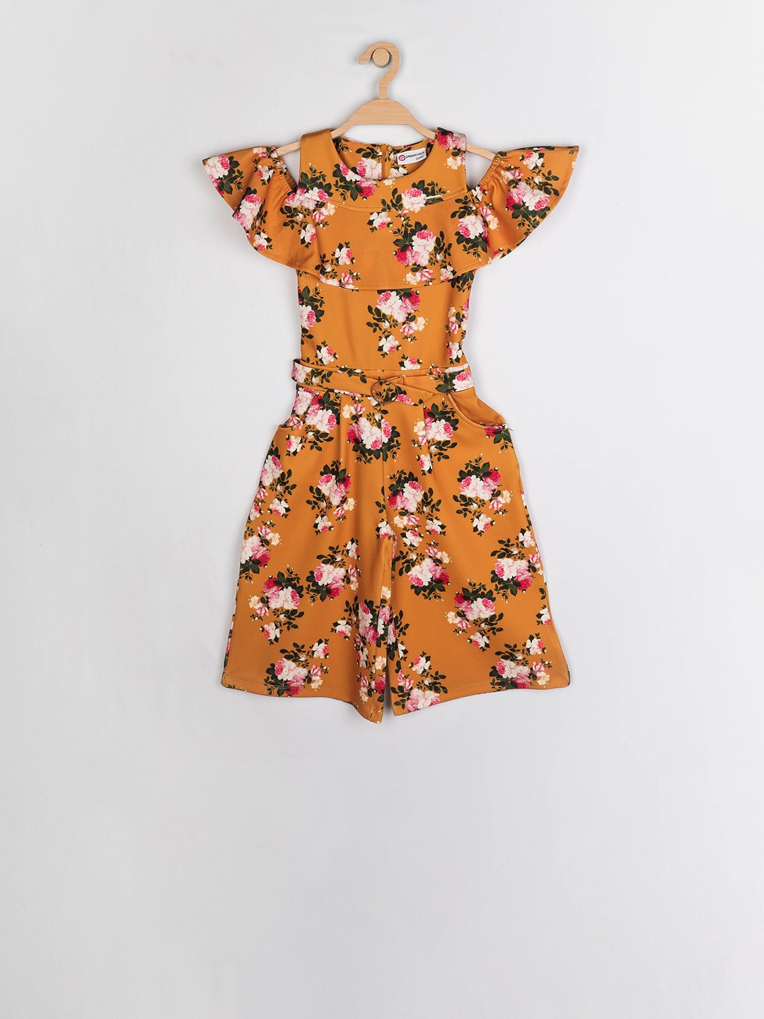 

Peppermint Girls Mustard Yellow Printed Playsuit