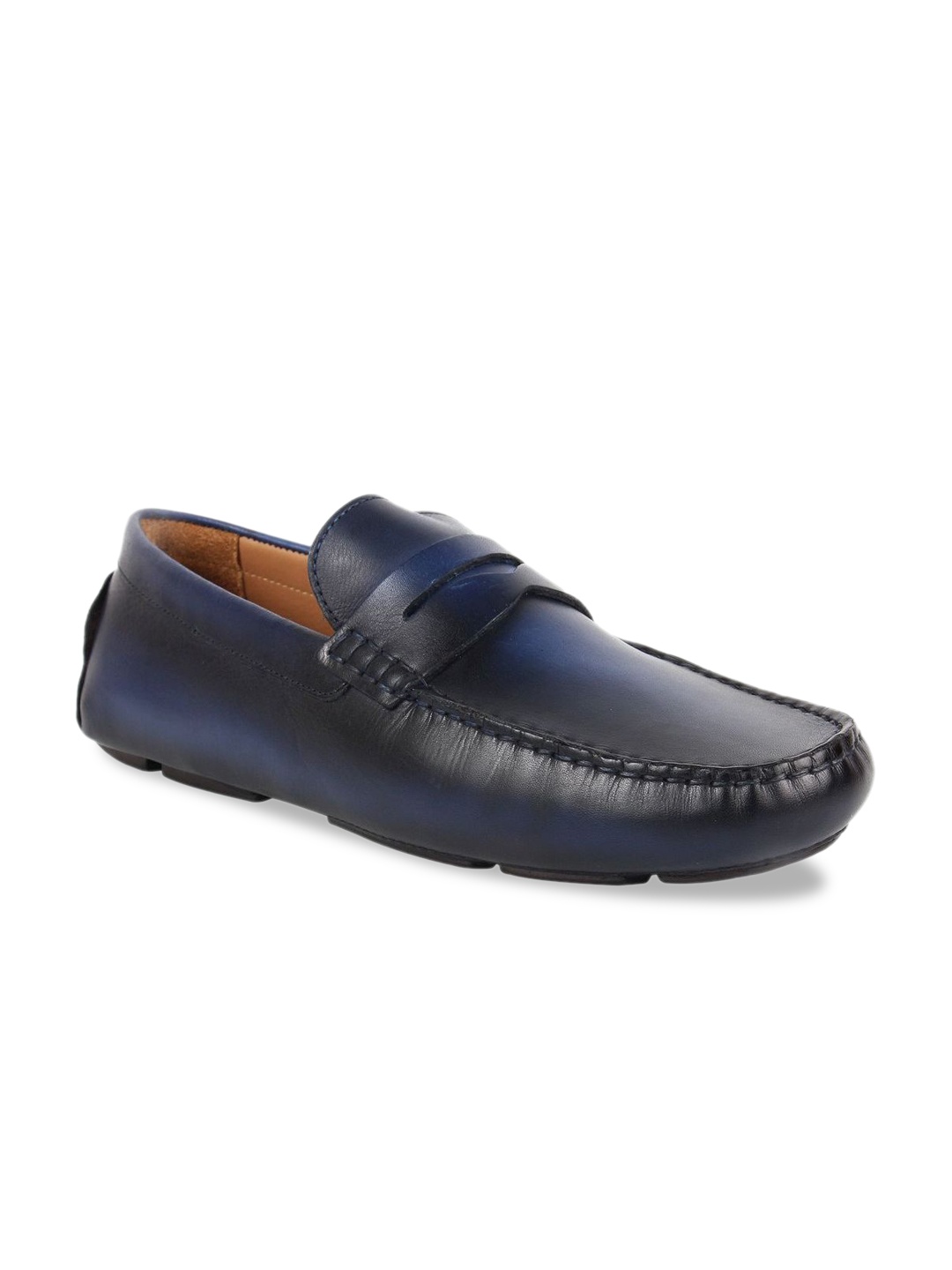 

Kenneth Cole Men Navy Blue Leather Driving Shoes