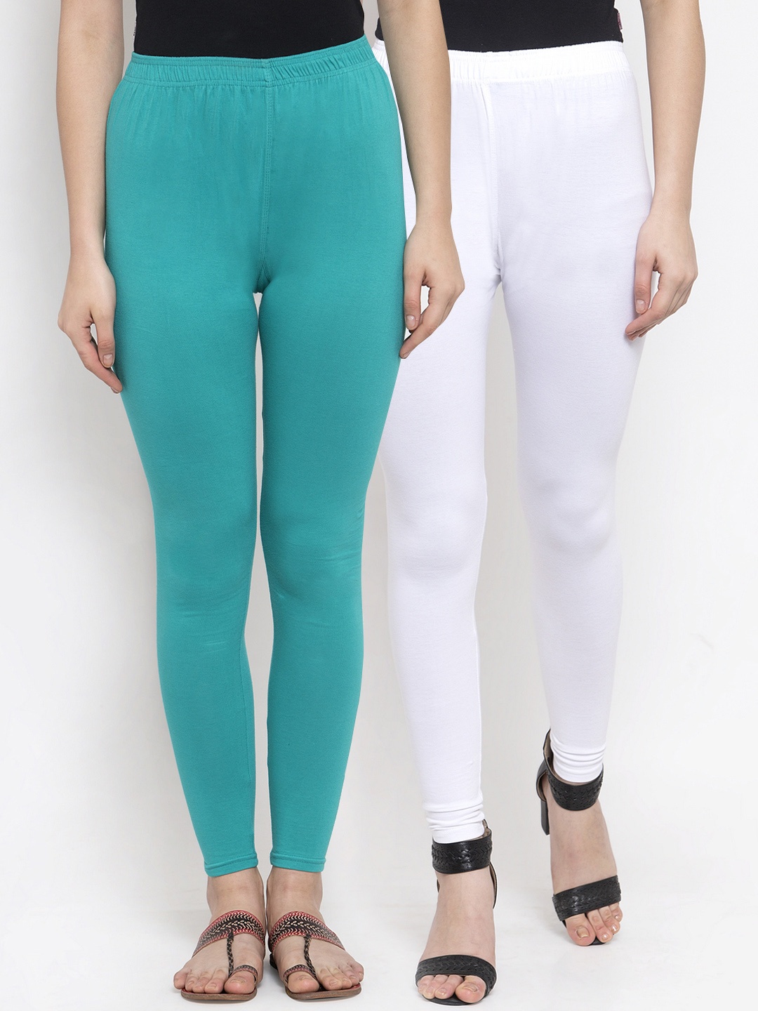 

TAG 7 Women Pack Of 2 Solid Leggings, White