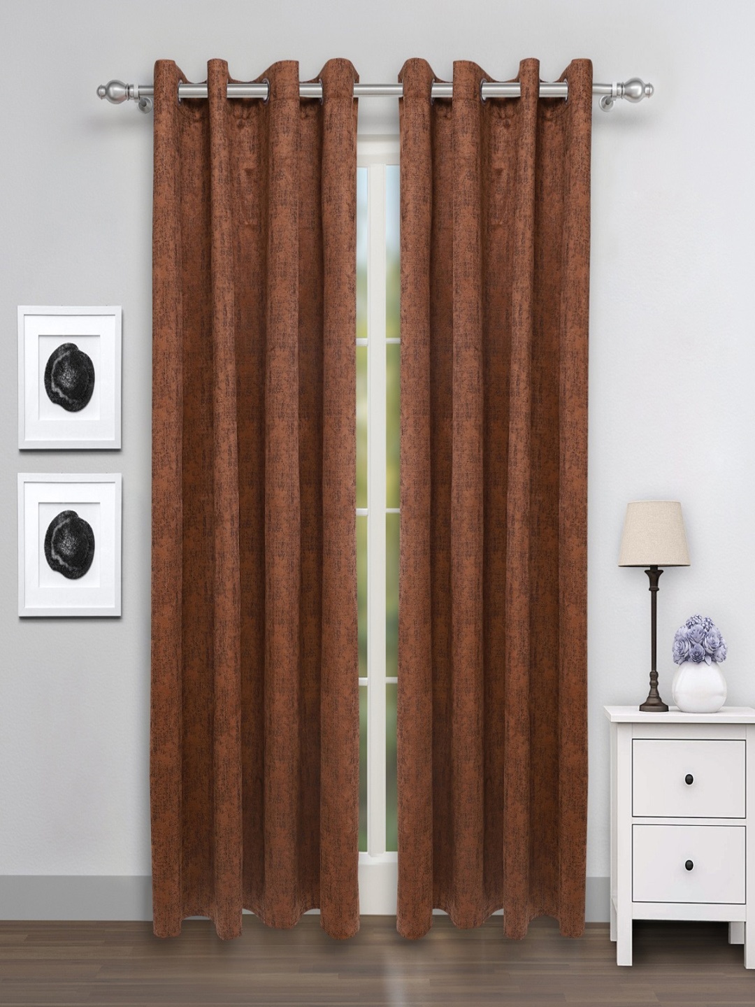 

ROMEE Brown Set of 2 Door Curtains