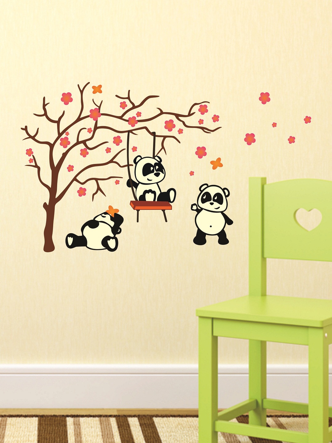 

WALLSTICK Pink & Black Three Pandas Large Vinyl Sticker