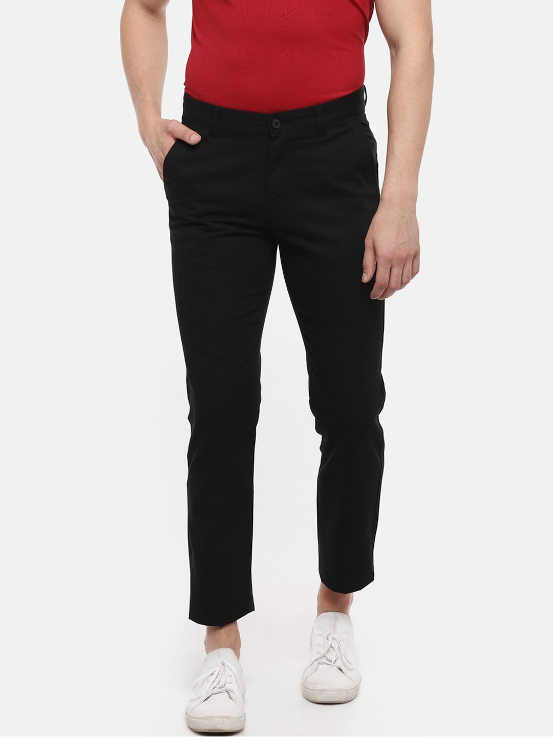 

Spiritus by pantaloons Men Black Slim Fit Solid Regular Trousers