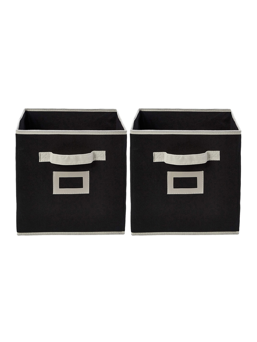 

Kuber Industries Set Of 2 Black Solid Large Foldable Drawer Organizers