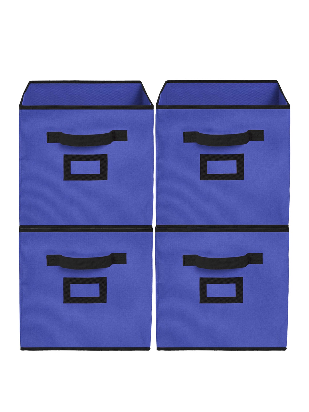 

Kuber Industries Set Of 4 Blue Solid Foldable Storage Boxes With Handle Replacement Drawer
