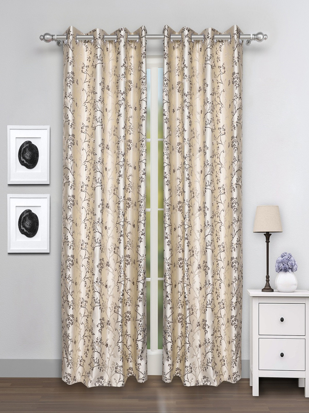 

ROMEE Set of 2 Cream-coloured Room Darkening Door Curtains