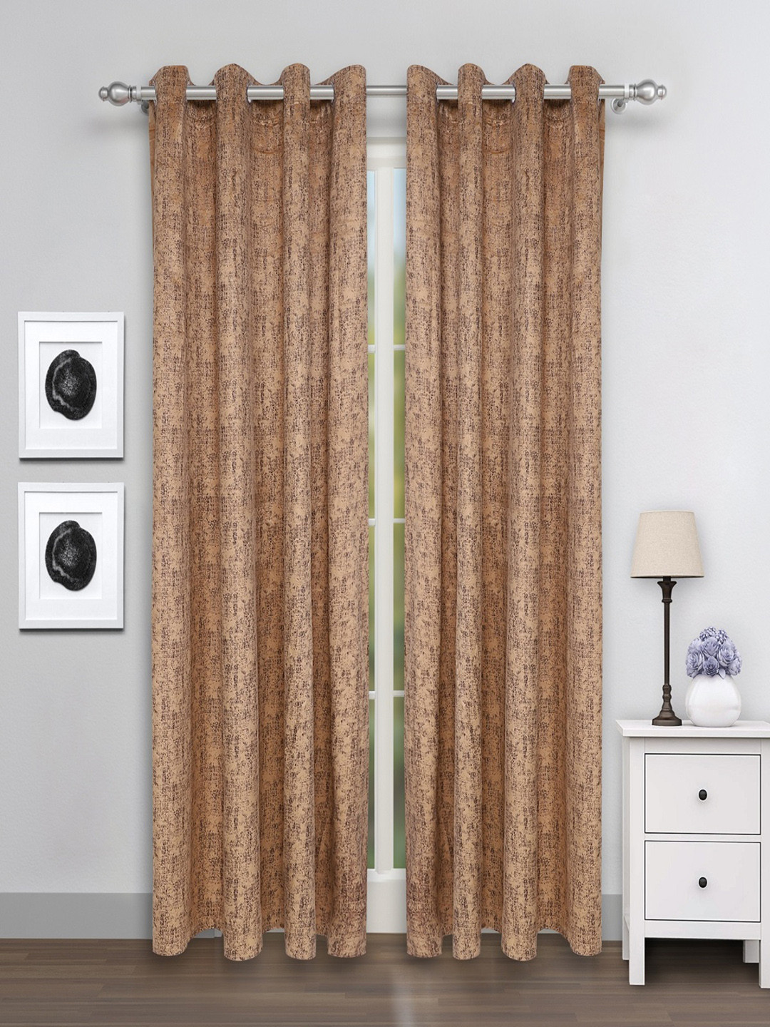 

ROMEE Beige Set of 2 Door Curtains