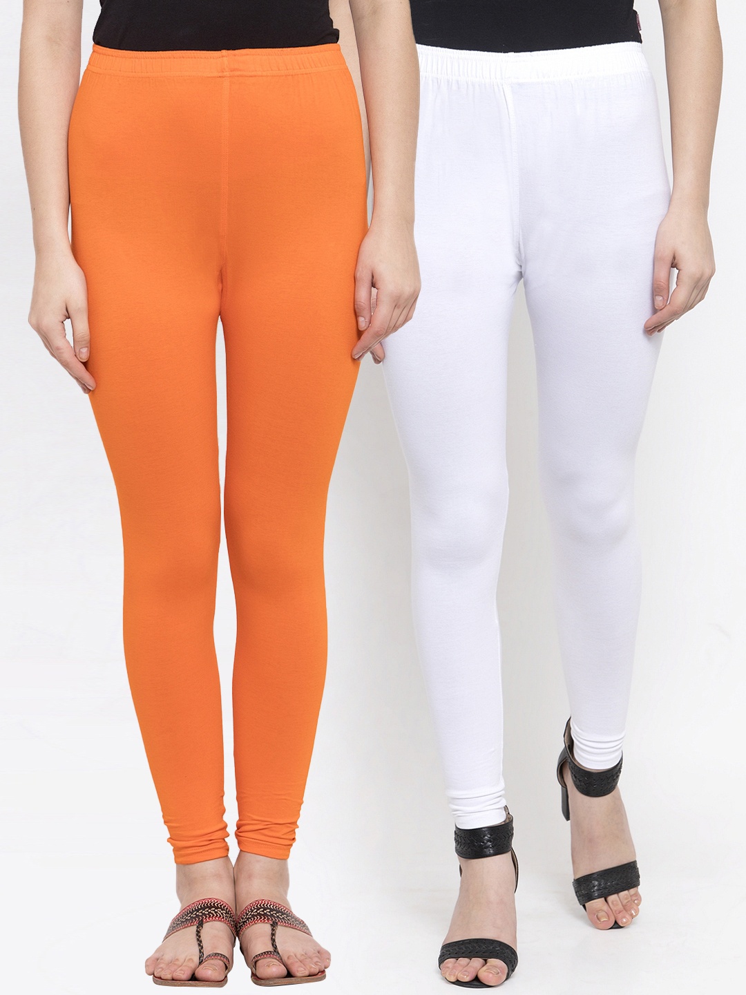 

TAG 7 Women Pack Of 2 Solid Churidar-Length Leggings, White