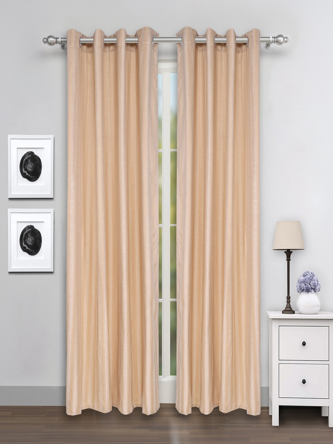 

ROMEE Set of 2 Beige Jacquard Room Darkening Door Curtains