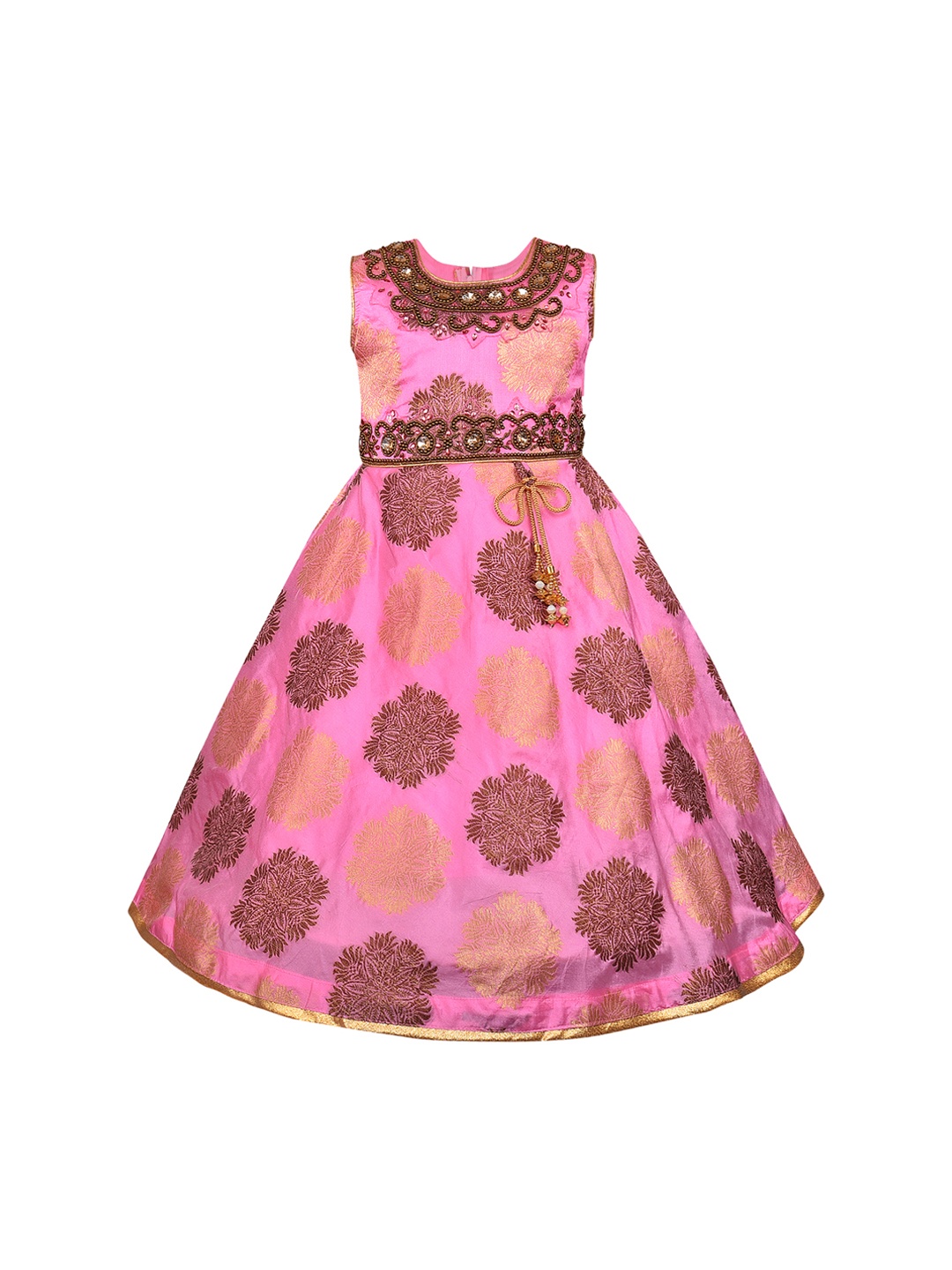 

Wish Karo Girls Pink Self Design Maxi Dress