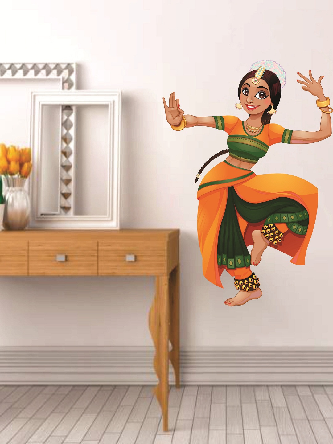 

WALLSTICK Orange & Green Dancing Lady Large Vinyl Wall Sticker