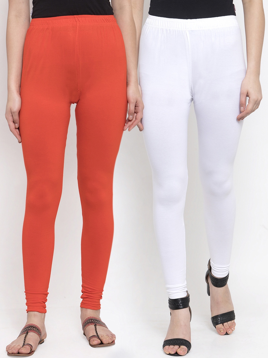 

TAG 7 Women Pack Of 2 Solid Churidar-Length Leggings, White